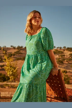 Live Unlimited London Womens Paisley Puff Sleeve Maxi Dress - Size 12 UK