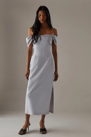 warehouse Womens Twist Bandeau Column Dress - Cotton - Size 14 UK