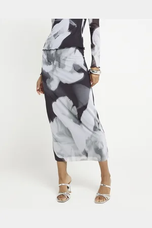 River Island Womens Maxi Skirt Floral Mesh - Size 10 UK