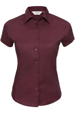 Russell Athletic Collection Womens/Ladies Easy-Care Fitted Short-Sleeved Shirt (Port) - - Size 8 UK