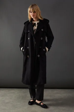 warehouse Chocolate Trench Coat Womens Daywear Jackets & Coats - - Size 12 UK