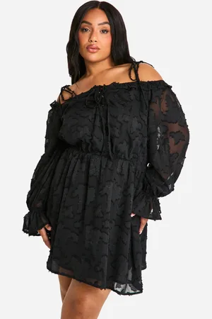 Boohoo Womens Plus Burnout Floral Lace Up Front Mini Dress - - Size 18 UK