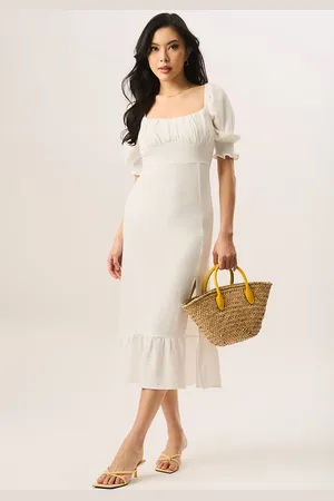 Gini London Womens Shirred Sleeves Shift Midi Dress - - Size 12 UK