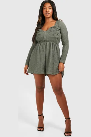 Boohoo Womens Plus Textured Corset Detail Floaty Playsuit - - Size 28 UK