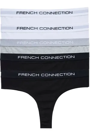 French Connection Womens White 5 Pack Cotton Ladies Thongs - - Size Small