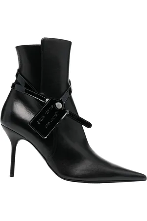 OFF-WHITE Womens Nappa Calf Zip Tie Ankle Boots - Size UK 3