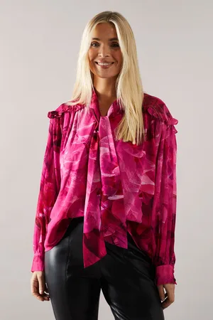 wallis Womens Petite Floral Print Tie Front Blouse - - Size 8 UK