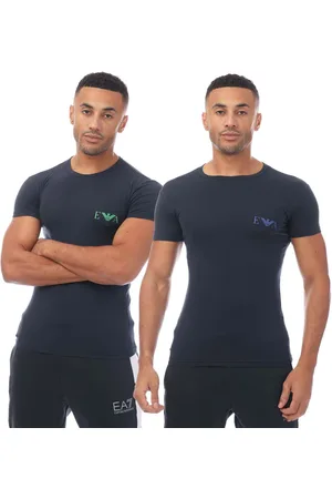 Emporio Armani Mens 2 Pack Underwear Logo T-Shirt in Cotton - Size Medium