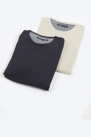 Brave Soul Mens Navy 2 Pack Crew Neck Knit Jumpers - - Size Large