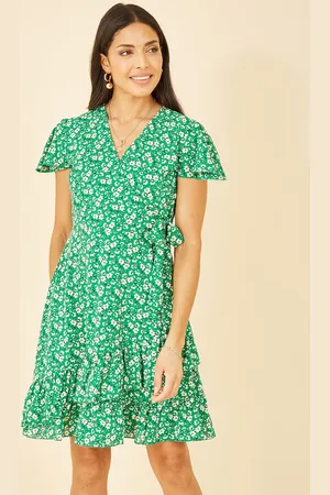 Mela Womens Ditsy Floral Wrap Frill Dress - Size 16 UK