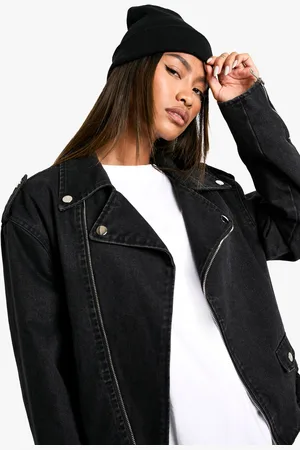 Boohoo Womens Belted Denim Biker Jacket - Cotton - Size 10 UK