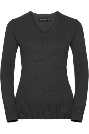 Russell Athletic Collection Womens/Ladies Cotton Acrylic V Neck Sweatshirt ( Marl) - Size 8 UK