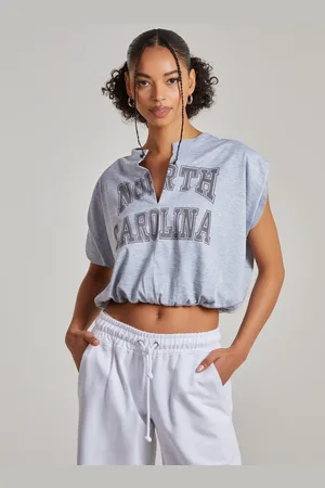 Pink Vanilla Womens Carolina Varsity Double Layer Crop Top - - Size Small/Medium