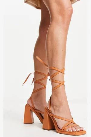 ASOS Womens Nara strappy block heeled sandals in -Neutral - Size UK 4