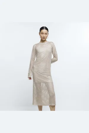 River Island Womens Jumper Midi Dress Knitted Sequin - Size 6 UK