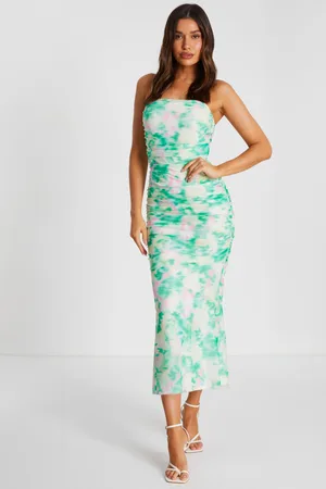 Quiz Womens Floral Abstract Mesh Midi Dress - Size 14 UK