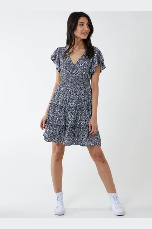 Blue Vanilla Womens KAITLYN - Shirring Waist Tiered Dress - - Size 16 UK