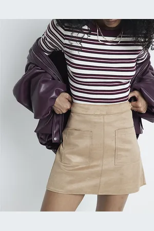 River Island Womens Mini Skirt Suedette Pocket - Size 6 UK