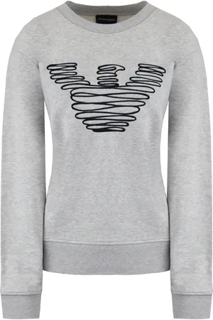 Emporio Armani Logo Womens Grey Sweater - Cotton - Size 4 UK
