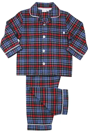 Mini Vanilla Boys Traditional Cotton Blue and Red Check Pyjama Set - - Size 3-4Y