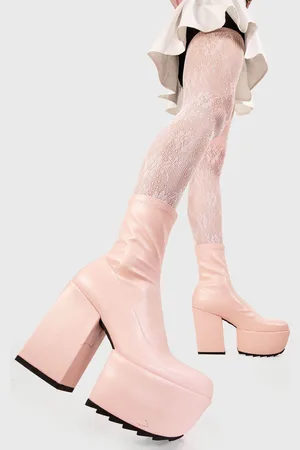 Lamoda Womens Ankle Boots Pretty Please Round Toe Platform Heels with Zipper - - Size UK 4