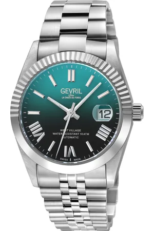 Gevril Mens Automatic West Village Fusion Elite Swiss Sellita SW200 Royal Azure Gradient Dial, 316L Stainless Steel Satin and Polished Bracelet - - One Size