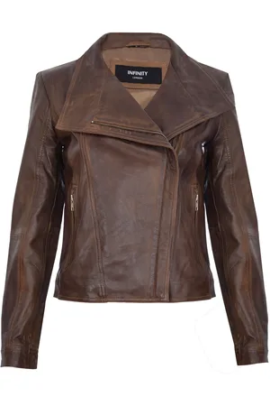Infinity Womens Classic Shawl Wrap Biker Jacket - Morpeth - Lamb Leather - Size 20 UK
