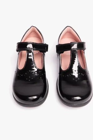 Geox NAIMARA G B Girls Leather Touch Fasten School Shoes Patent - Size UK 8.5 Infant