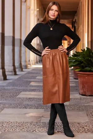 Sosandar Womens Faux Leather Stretch Waist Skirt - Size 12 UK