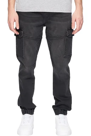 Crosshatch Mens Malimore Cuffed Ankle Cargo Jeans ( Wash) - Size 32 Long