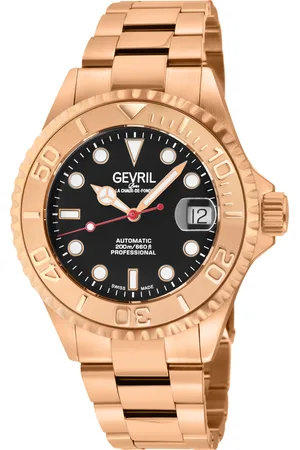 Gevril Mens Wall Street 4757B Swiss Automatic Sellita SW200 Black Dial Watch - - One Size