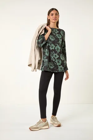 Roman Womens Floral Print Stretch Tunic Top - - Size 10 UK