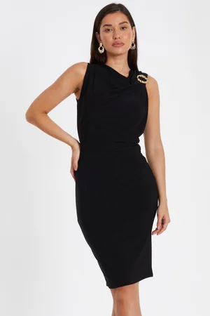 Quiz Womens Gold Buckle Detail Midi Dress - Size 10 UK