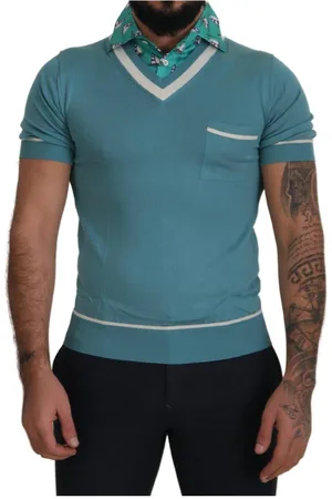 Dolce & Gabbana Mens Silk Polo Top V-neck T-shirt material_silk - Size IT 50 (Mens)