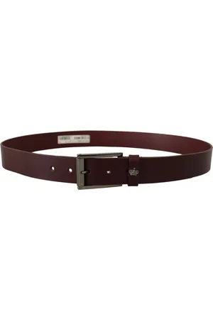 Dolce & Gabbana Mens Leather Silver Metal Crown Buckle Belt - Size 90 cm