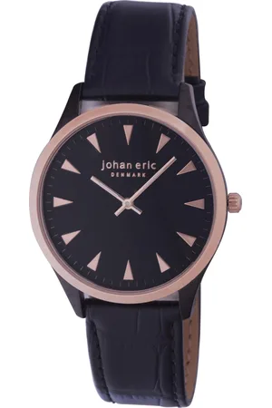 Johan Eric : helsing¸r, Mens, dial watches w triangular rose gold tone hr-markers, ip case w ip bezel ring & crown, calfskin band Leather - One Size