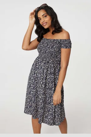 Izabel London Womens Ditsy Floral Off The Shoulder Dress - Size 8 UK