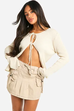 Boohoo Womens Cargo Tie Waist Washed Mini Skirt - - Size 8 UK