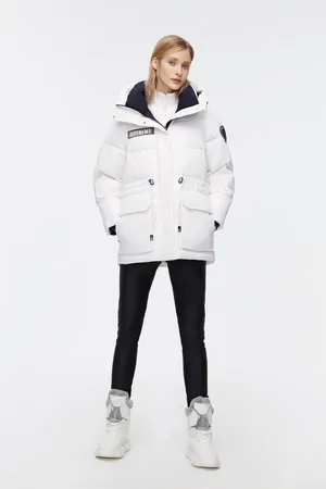 Bosideng Womens Mid-Length Goose Down Jacket With Hood - - Size 16 UK