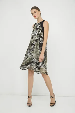 Conquista Womens Sleeveless A Line Print Chiffon Dress - - Size EU 38 (Womens)