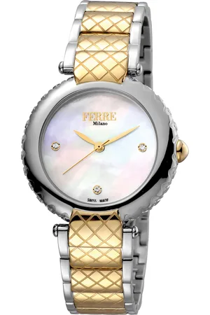 Ferre FM1L099M0081 WoMens White Mother of Pearl Dial Stainless Steel Watch - - One Size