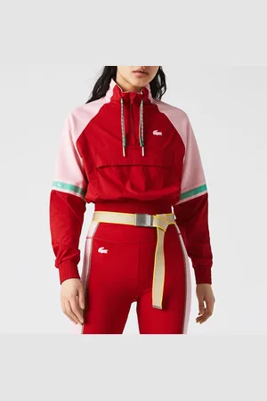 Lacoste Womens Sport Loose Fit Cropped Colourblock Sweatshirt in Multi colour - Cotton - Size 10 UK