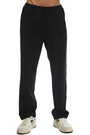 Palm Angels Mens Thin Waist Slim Track Pants in Black-White - Size Large