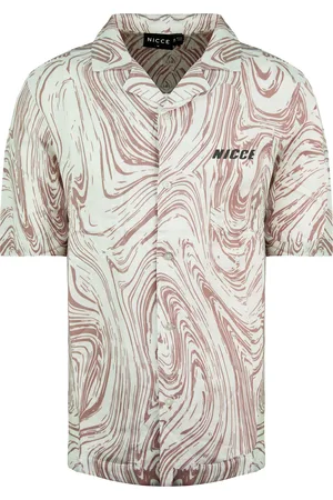 Nicce London Short Sleeve Printed Ash Mens Pink Shirt 211 1 07 02 0338 viscose - Size Large