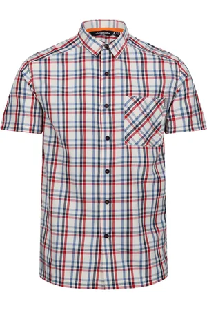 Regatta Mens Mindano VIII Patterned Short-Sleeved Shirt (Danger /Coronet Blue) - Size Small