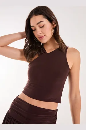 Pink Vanilla Womens Asymmetric Strap Crop Top - - Size Medium/Large