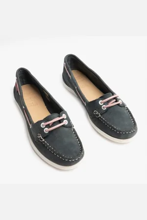 Chatham Womens HARPER Ladies Leather Boat Shoes Navy/Pink - - Size UK 4