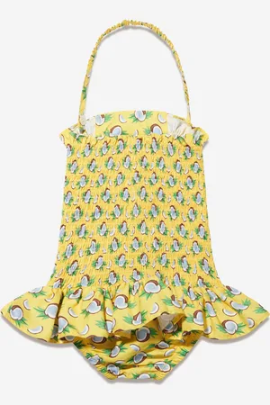 Rachel Riley Girls Coconut Ruched Swimsuit in - Size 8Y