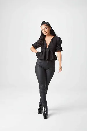 Urban Bliss Womens U Bar Empire Peplum Top - Size 16 UK
