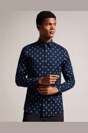 Ted Baker Mens Kyme Long Sleeve Ditsy Floral Shirt in Cotton - Size Medium